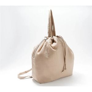 Vince Camuto Beige Drawstring Backpack